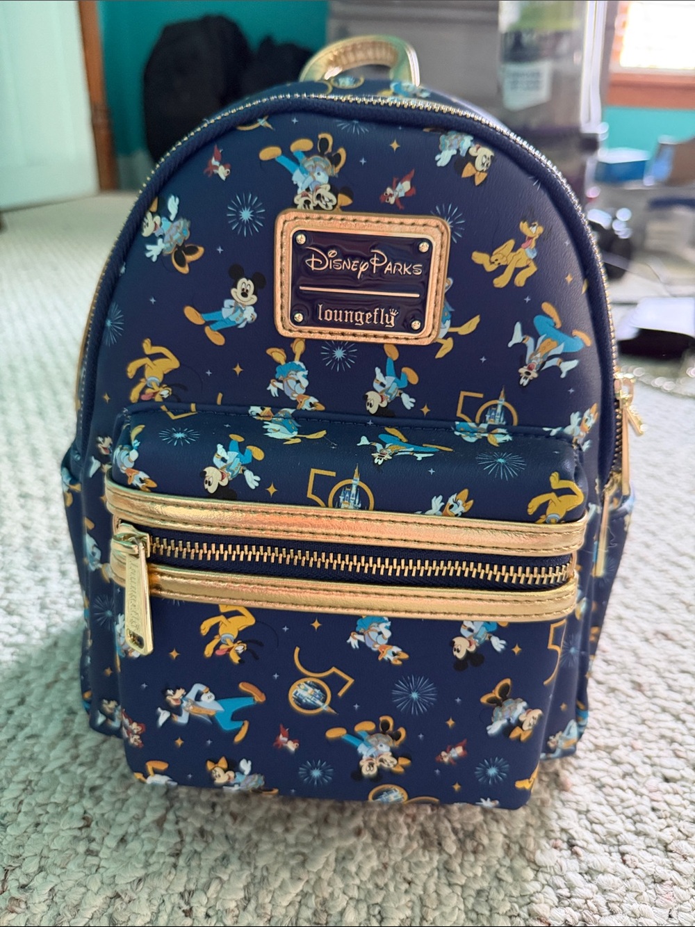 Disney Navy and Gold 50th Anniversary Mini Backpack